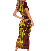Personalised Tonga Haapai High School Family Matching Short Sleeve Bodycon Dress and Hawaiian Shirt Special Kupesi Pattern LT9 - Polynesian Pride