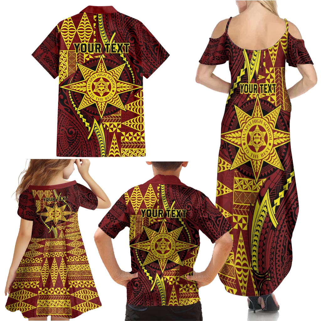 Personalised Tonga Haapai High School Family Matching Summer Maxi Dress and Hawaiian Shirt Special Kupesi Pattern LT9 - Polynesian Pride