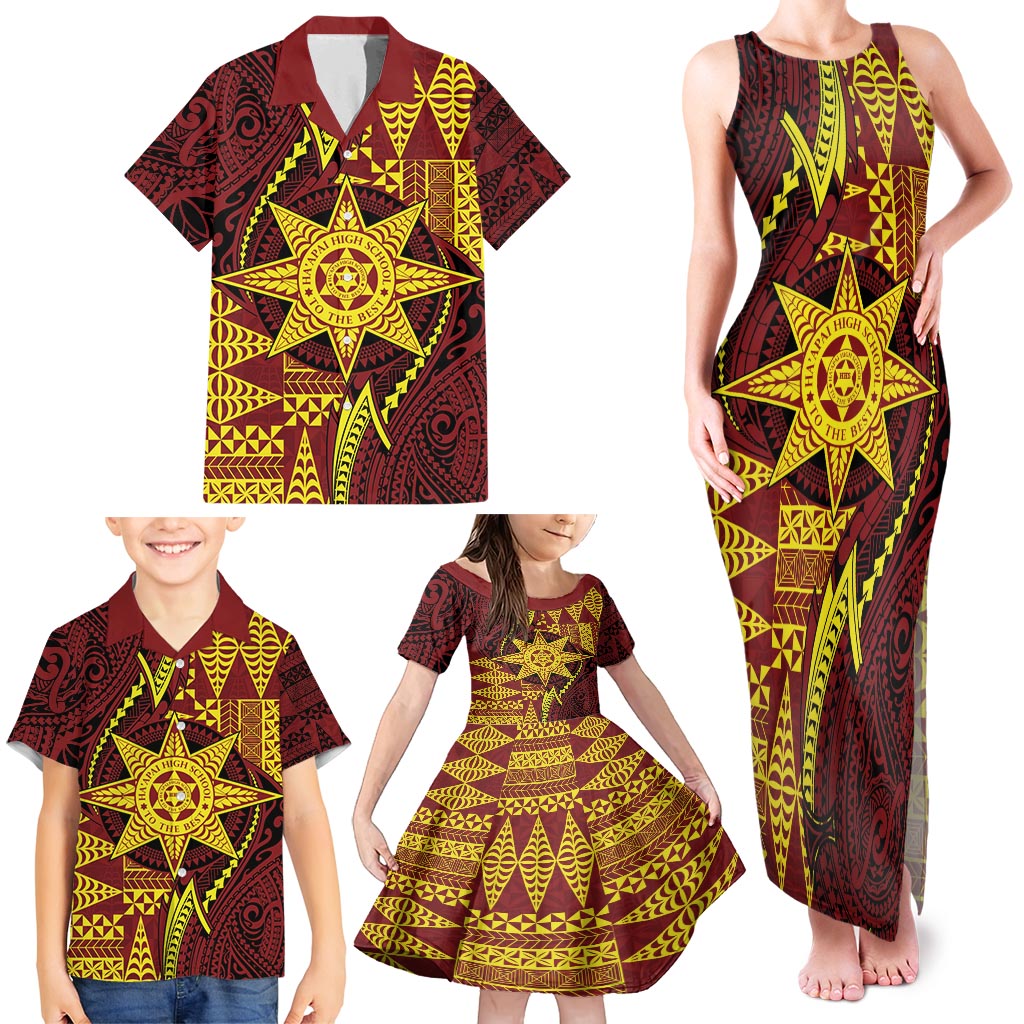 Personalised Tonga Haapai High School Family Matching Tank Maxi Dress and Hawaiian Shirt Special Kupesi Pattern LT9 - Polynesian Pride