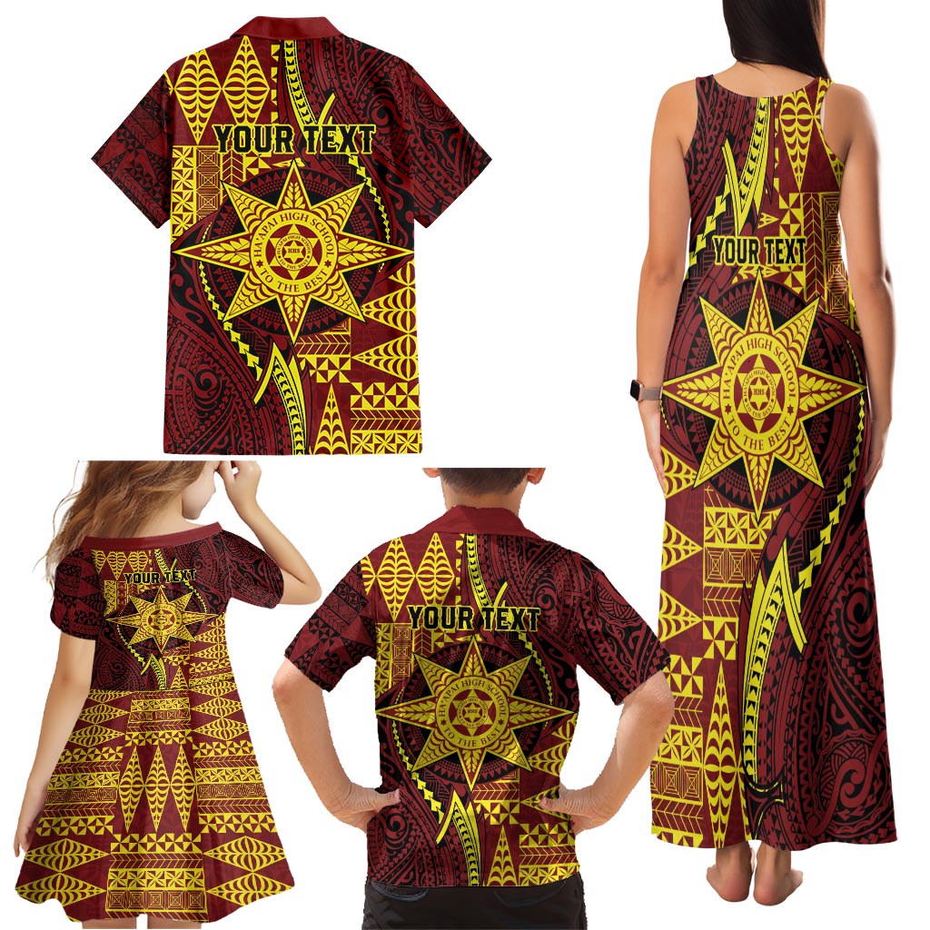 Personalised Tonga Haapai High School Family Matching Tank Maxi Dress and Hawaiian Shirt Special Kupesi Pattern LT9 - Polynesian Pride