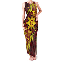 Personalised Tonga Haapai High School Family Matching Tank Maxi Dress and Hawaiian Shirt Special Kupesi Pattern LT9 Mom's Dress Gold - Polynesian Pride