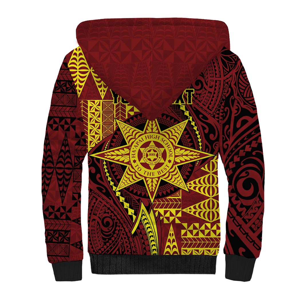 Personalised Tonga Haapai High School Sherpa Hoodie Special Kupesi Pattern LT9 - Polynesian Pride