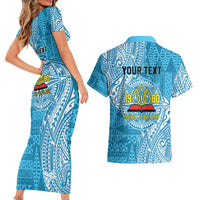 Personalised Tonga Lavengamalie College Couples Matching Short Sleeve Bodycon Dress and Hawaiian Shirt Since 1980 Special Kupesi Pattern LT9 - Polynesian Pride