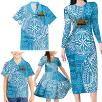 Personalised Tonga Lavengamalie College Family Matching Long Sleeve Bodycon Dress and Hawaiian Shirt Since 1980 Special Kupesi Pattern LT9 - Polynesian Pride