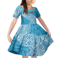 Personalised Tonga Lavengamalie College Family Matching Mermaid Dress and Hawaiian Shirt Since 1980 Special Kupesi Pattern LT9 Daughter's Dress Blue - Polynesian Pride