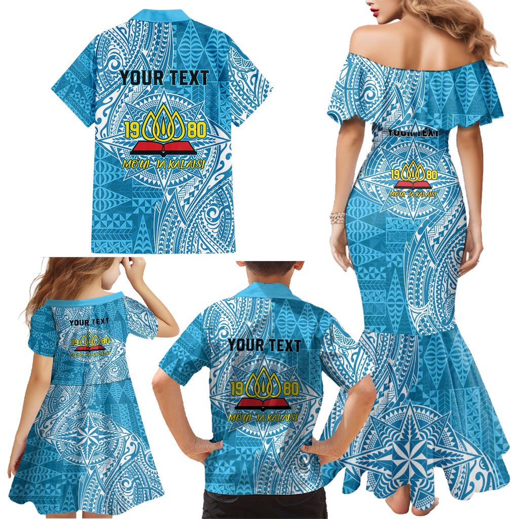 Personalised Tonga Lavengamalie College Family Matching Mermaid Dress and Hawaiian Shirt Since 1980 Special Kupesi Pattern LT9 - Polynesian Pride