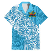 Personalised Tonga Lavengamalie College Family Matching Mermaid Dress and Hawaiian Shirt Since 1980 Special Kupesi Pattern LT9 Dad's Shirt - Short Sleeve Blue - Polynesian Pride