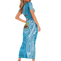 Personalised Tonga Lavengamalie College Family Matching Short Sleeve Bodycon Dress and Hawaiian Shirt Since 1980 Special Kupesi Pattern LT9 - Polynesian Pride