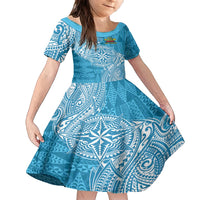 Personalised Tonga Lavengamalie College Family Matching Summer Maxi Dress and Hawaiian Shirt Since 1980 Special Kupesi Pattern LT9 Daughter's Dress Blue - Polynesian Pride
