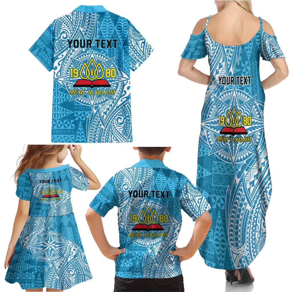 Personalised Tonga Lavengamalie College Family Matching Summer Maxi Dress and Hawaiian Shirt Since 1980 Special Kupesi Pattern LT9 - Polynesian Pride