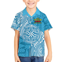 Personalised Tonga Lavengamalie College Family Matching Summer Maxi Dress and Hawaiian Shirt Since 1980 Special Kupesi Pattern LT9 Son's Shirt Blue - Polynesian Pride
