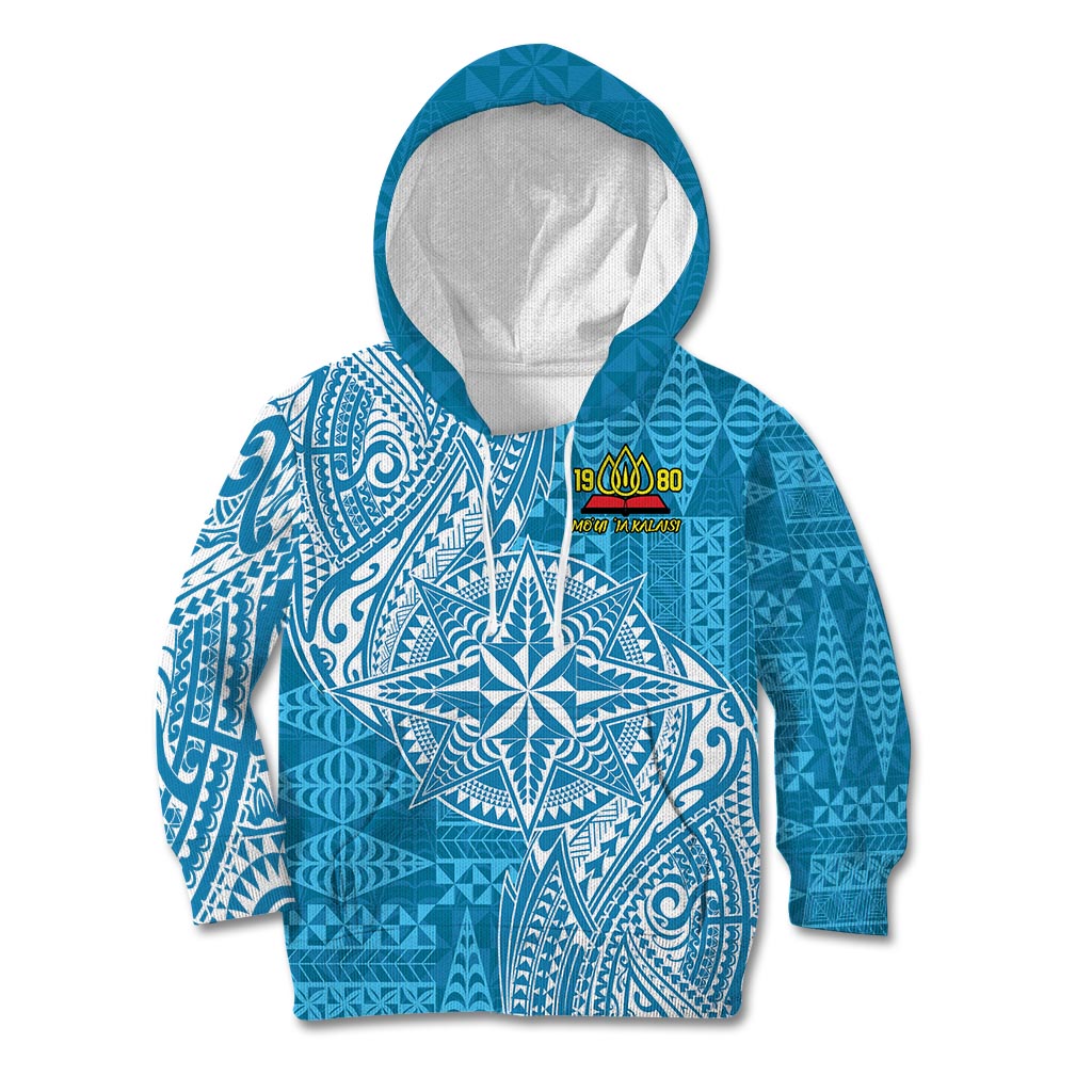 Personalised Tonga Lavengamalie College Kid Hoodie Since 1980 Special Kupesi Pattern LT9 Hoodie Blue - Polynesian Pride