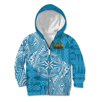 Personalised Tonga Lavengamalie College Kid Hoodie Since 1980 Special Kupesi Pattern LT9 Zip Hoodie Blue - Polynesian Pride