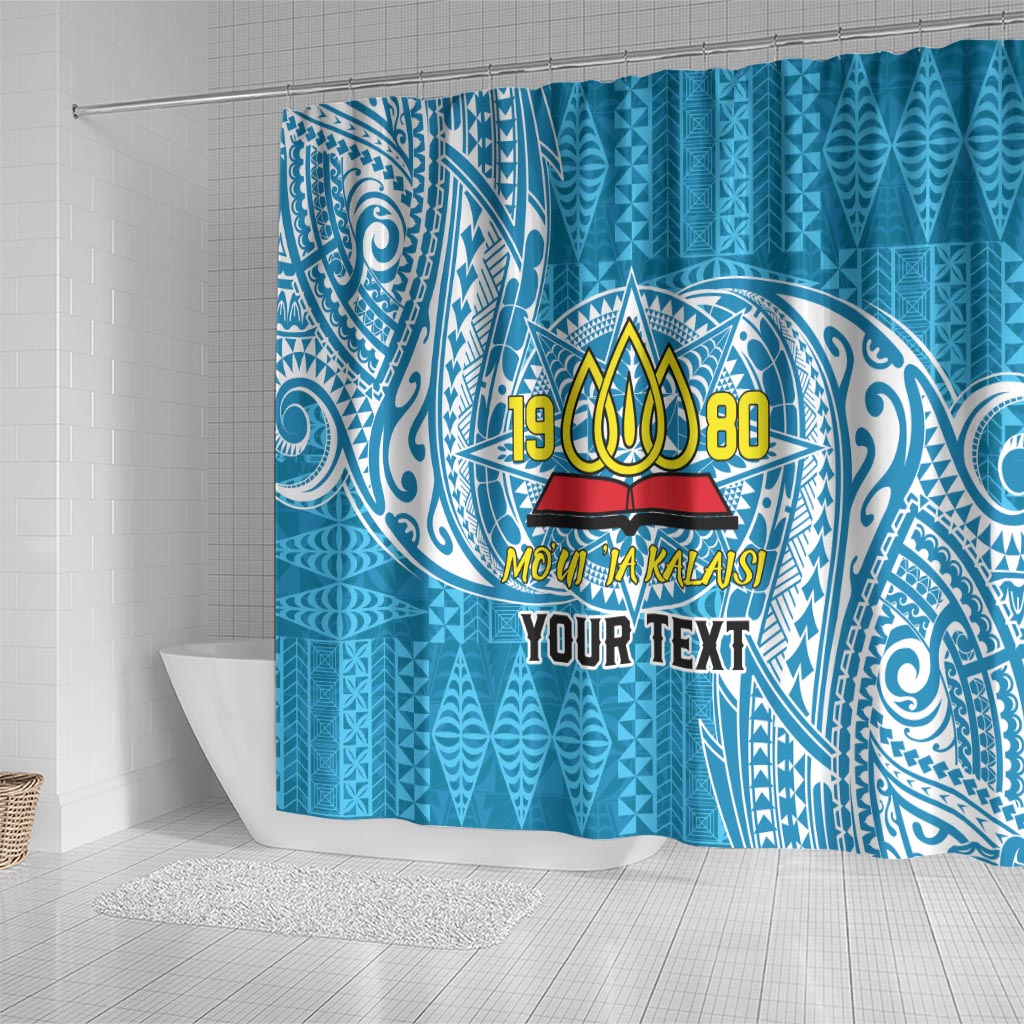 Personalised Tonga Lavengamalie College Shower Curtain Since 1980 Special Kupesi Pattern LT9 - Polynesian Pride