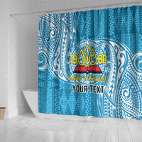 Personalised Tonga Lavengamalie College Shower Curtain Since 1980 Special Kupesi Pattern LT9 - Polynesian Pride