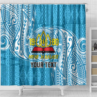 Personalised Tonga Lavengamalie College Shower Curtain Since 1980 Special Kupesi Pattern LT9 - Polynesian Pride