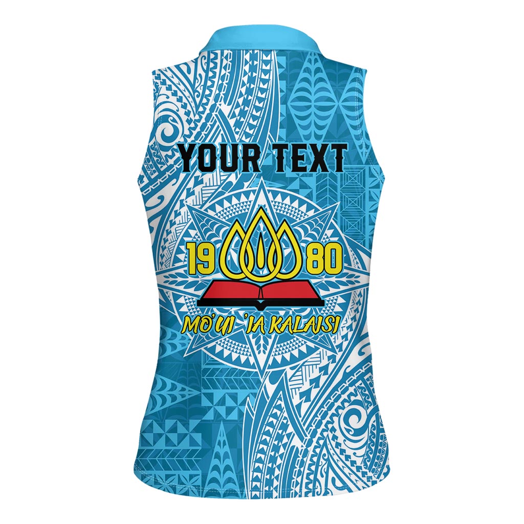 Personalised Tonga Lavengamalie College Women Sleeveless Polo Shirt Since 1980 Special Kupesi Pattern LT9 - Polynesian Pride