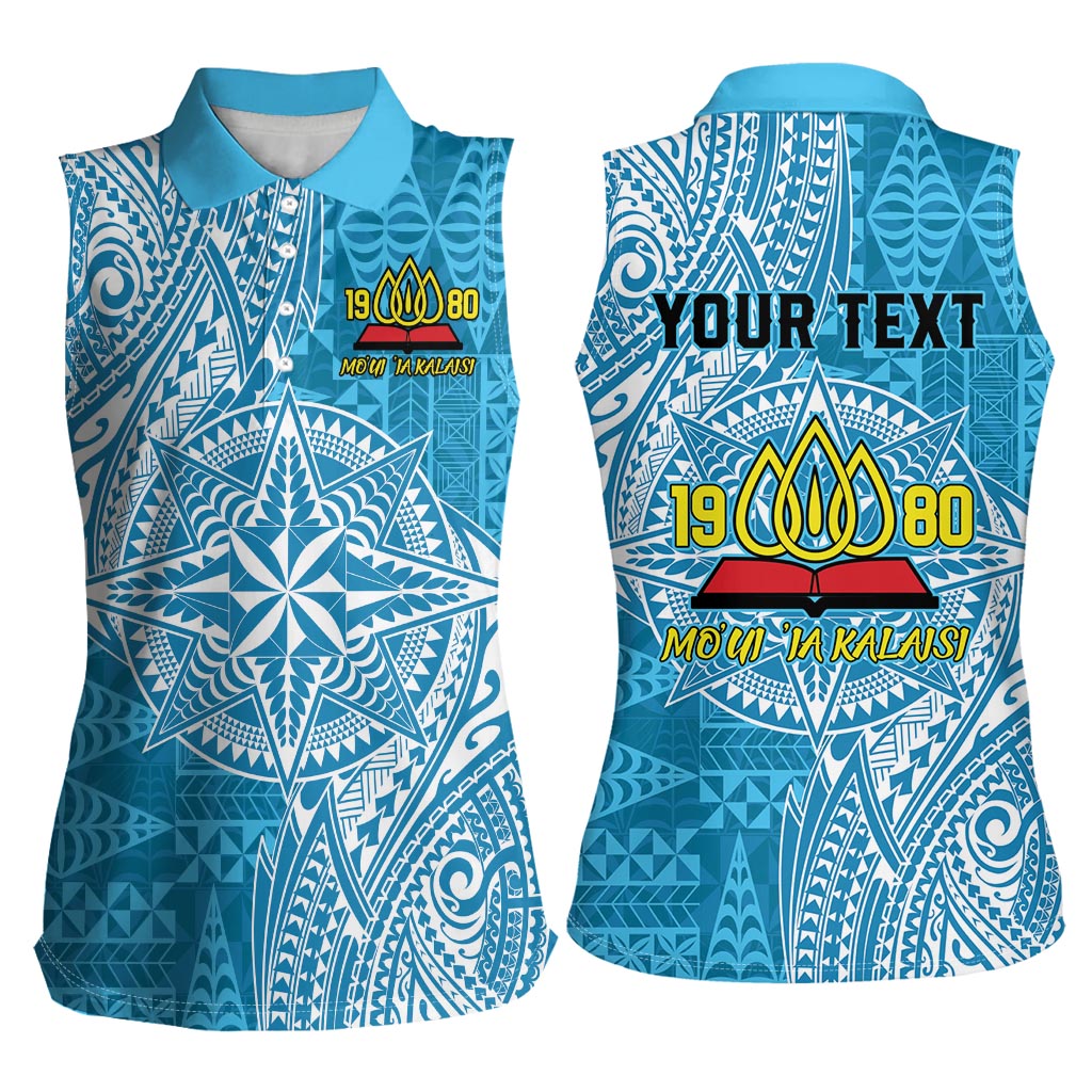 Personalised Tonga Lavengamalie College Women Sleeveless Polo Shirt Since 1980 Special Kupesi Pattern LT9 - Polynesian Pride