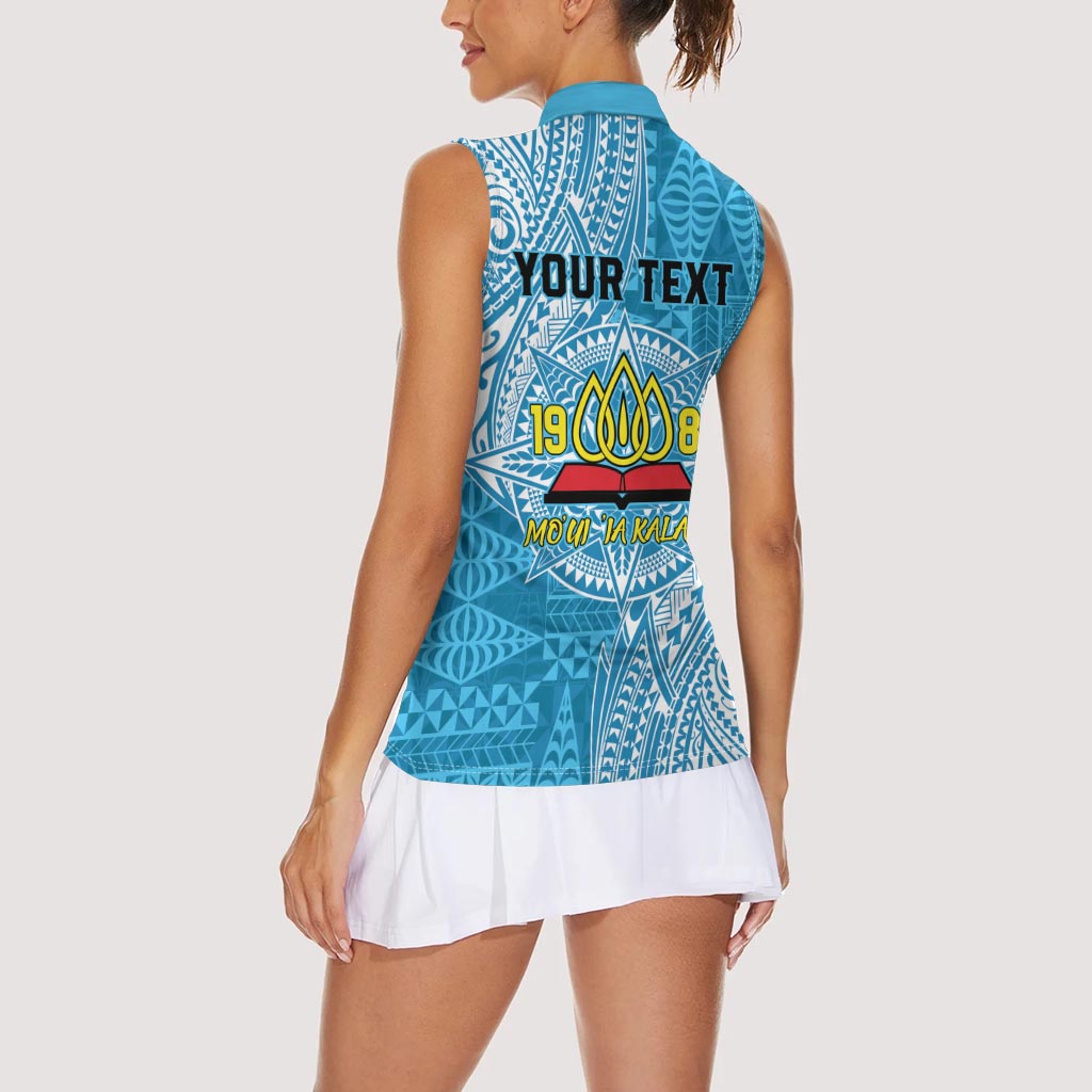Personalised Tonga Lavengamalie College Women Sleeveless Polo Shirt Since 1980 Special Kupesi Pattern LT9 - Polynesian Pride