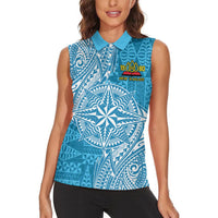 Personalised Tonga Lavengamalie College Women Sleeveless Polo Shirt Since 1980 Special Kupesi Pattern LT9 - Polynesian Pride