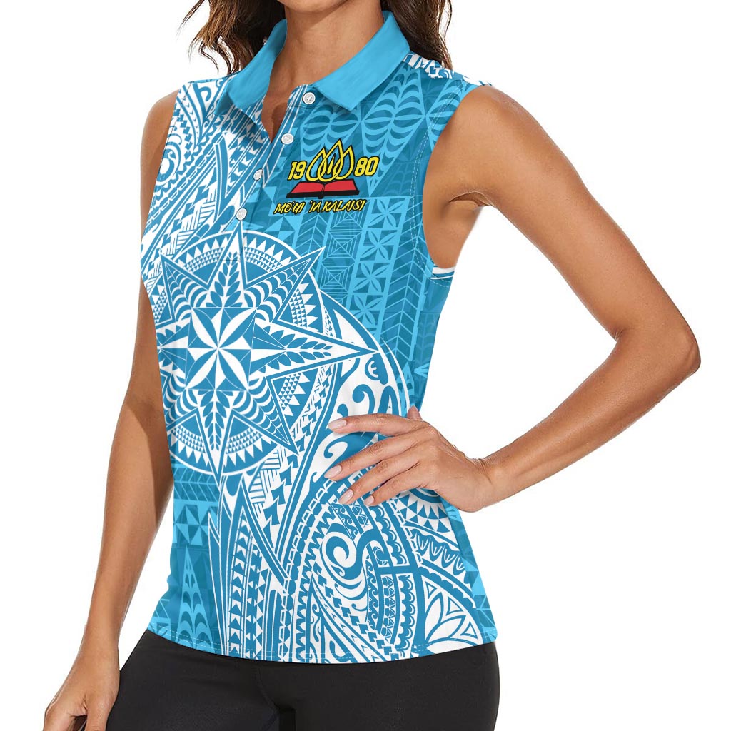 Personalised Tonga Lavengamalie College Women Sleeveless Polo Shirt Since 1980 Special Kupesi Pattern LT9 - Polynesian Pride