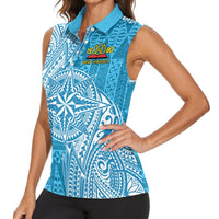 Personalised Tonga Lavengamalie College Women Sleeveless Polo Shirt Since 1980 Special Kupesi Pattern LT9 - Polynesian Pride
