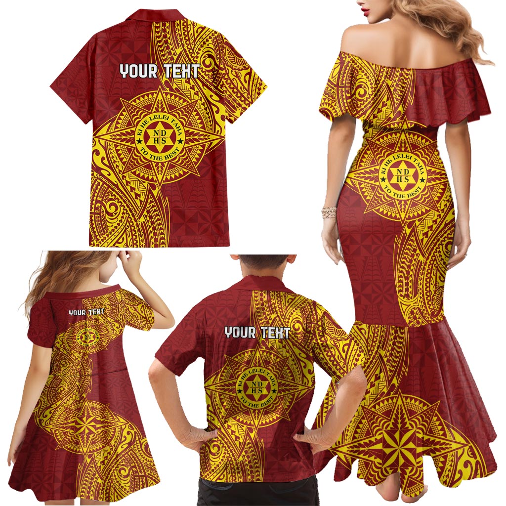 Personalised Tonga Niuatoputapu High School Family Matching Mermaid Dress and Hawaiian Shirt Special Kupesi Pattern LT9 - Polynesian Pride