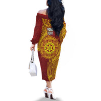 Personalised Tonga Niuatoputapu High School Family Matching Off The Shoulder Long Sleeve Dress and Hawaiian Shirt Special Kupesi Pattern LT9 - Polynesian Pride