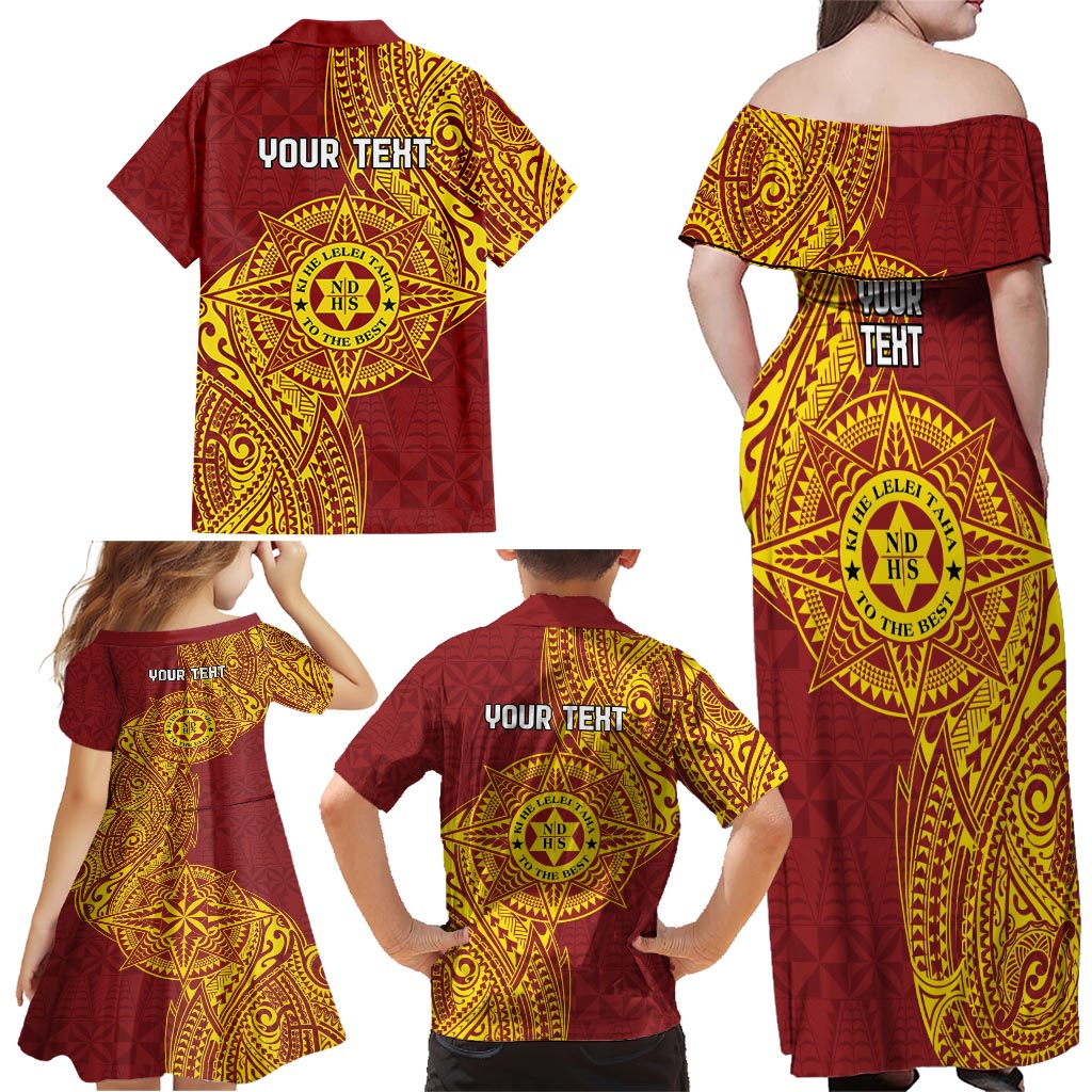 Personalised Tonga Niuatoputapu High School Family Matching Off Shoulder Maxi Dress and Hawaiian Shirt Special Kupesi Pattern LT9 - Polynesian Pride