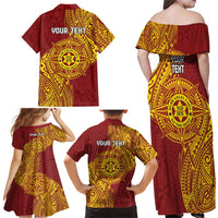 Personalised Tonga Niuatoputapu High School Family Matching Off Shoulder Maxi Dress and Hawaiian Shirt Special Kupesi Pattern LT9 - Polynesian Pride
