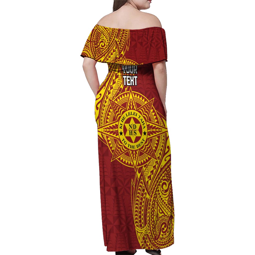 Personalised Tonga Niuatoputapu High School Family Matching Off Shoulder Maxi Dress and Hawaiian Shirt Special Kupesi Pattern LT9 - Polynesian Pride