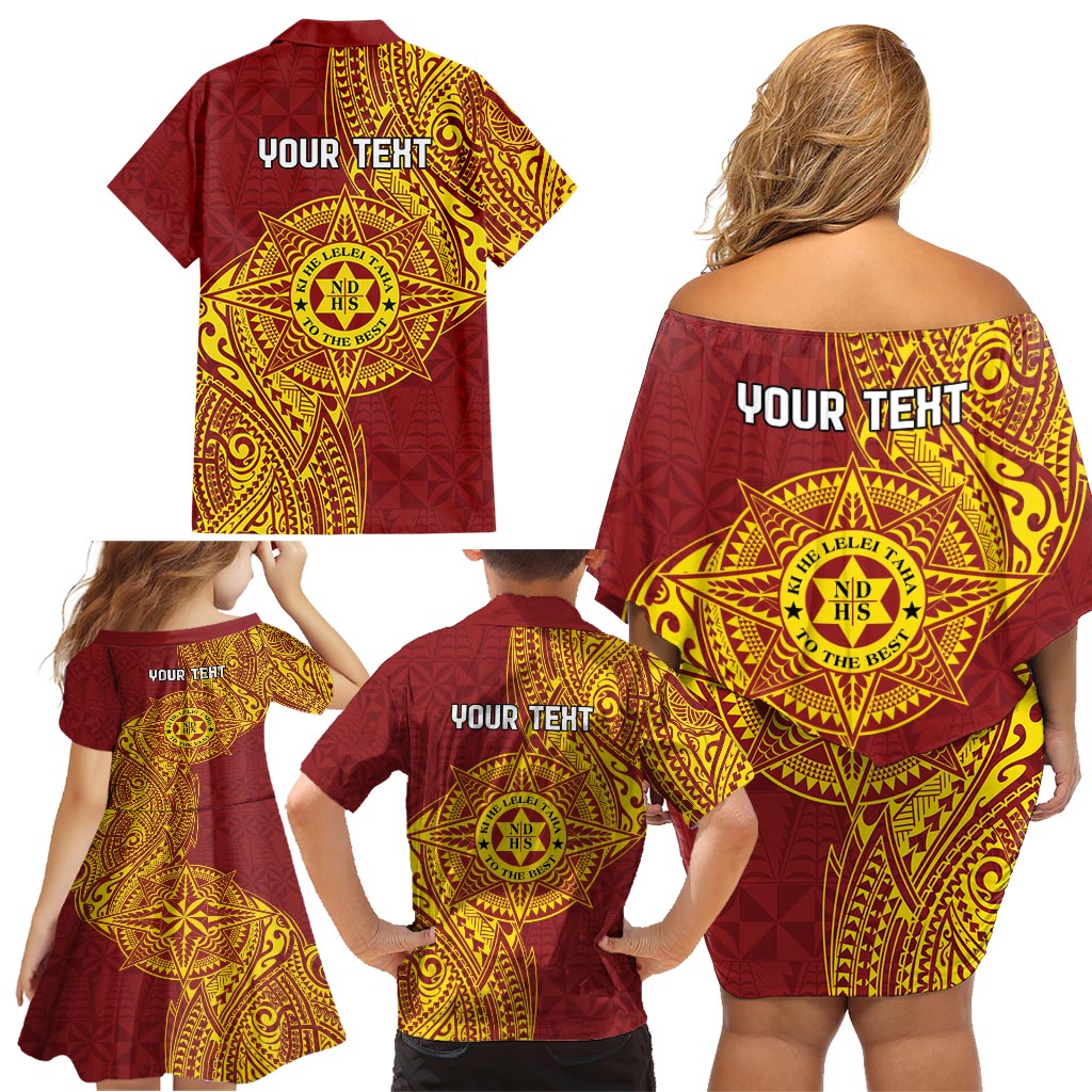 Personalised Tonga Niuatoputapu High School Family Matching Off Shoulder Short Dress and Hawaiian Shirt Special Kupesi Pattern LT9 - Polynesian Pride