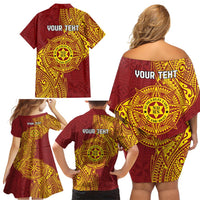 Personalised Tonga Niuatoputapu High School Family Matching Off Shoulder Short Dress and Hawaiian Shirt Special Kupesi Pattern LT9 - Polynesian Pride