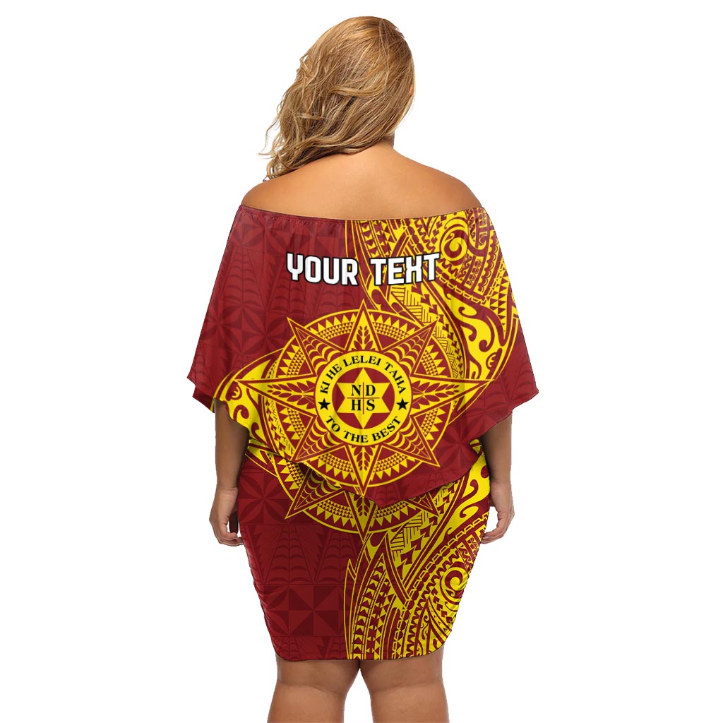 Personalised Tonga Niuatoputapu High School Family Matching Off Shoulder Short Dress and Hawaiian Shirt Special Kupesi Pattern LT9 - Polynesian Pride