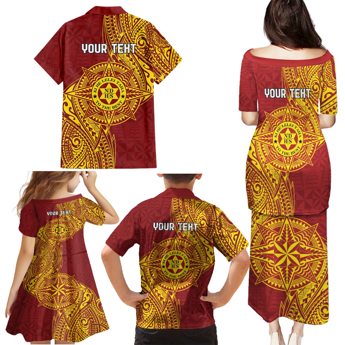 Personalised Tonga Niuatoputapu High School Family Matching Puletasi and Hawaiian Shirt Special Kupesi Pattern LT9 - Polynesian Pride