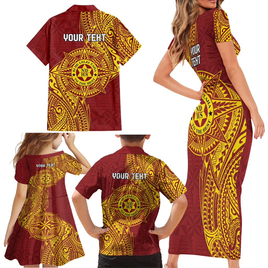 Personalised Tonga Niuatoputapu High School Family Matching Short Sleeve Bodycon Dress and Hawaiian Shirt Special Kupesi Pattern LT9 - Polynesian Pride