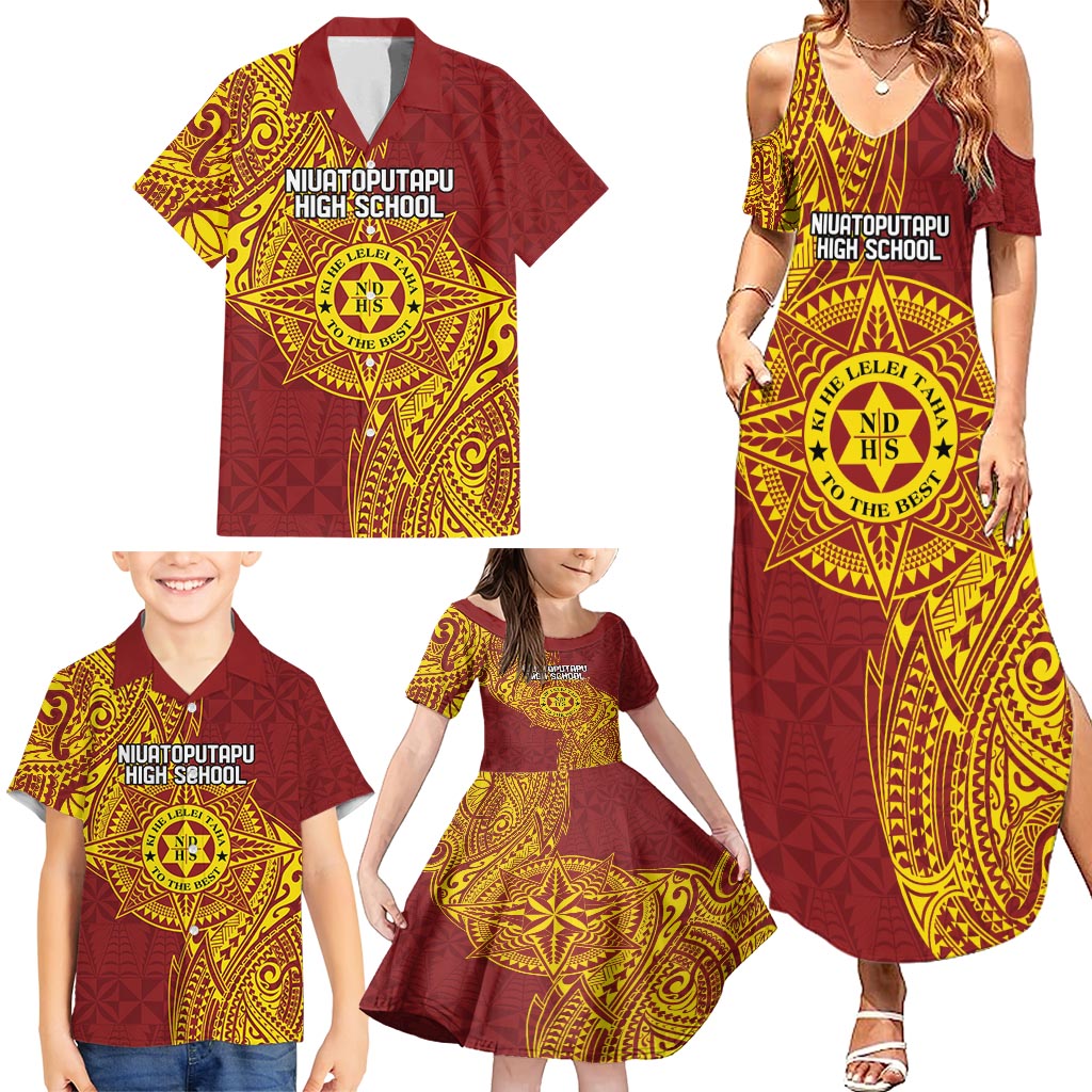 Personalised Tonga Niuatoputapu High School Family Matching Summer Maxi Dress and Hawaiian Shirt Special Kupesi Pattern LT9 - Polynesian Pride