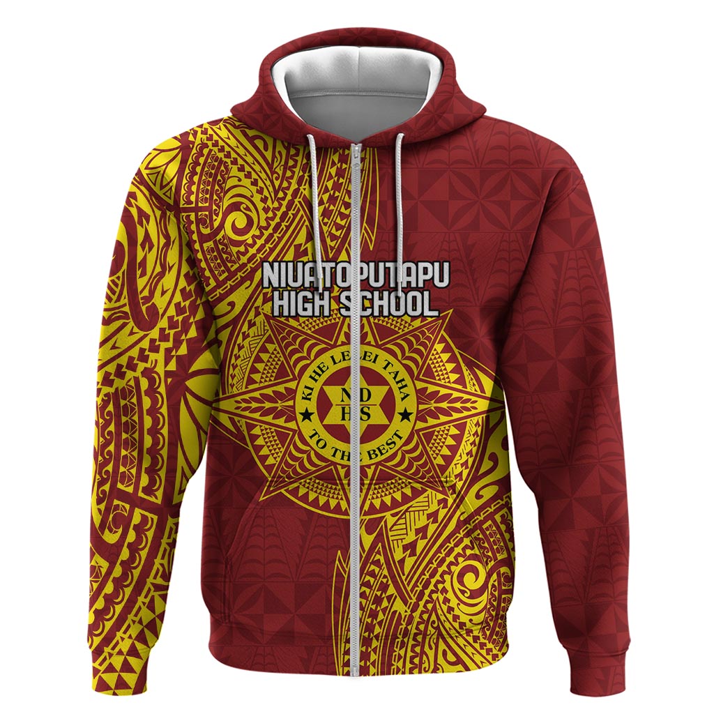 Personalised Tonga Niuatoputapu High School Hoodie Special Kupesi Pattern LT9 Zip Hoodie Gold - Polynesian Pride