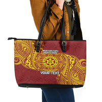 Personalised Tonga Niuatoputapu High School Leather Tote Bag Special Kupesi Pattern LT9 - Polynesian Pride