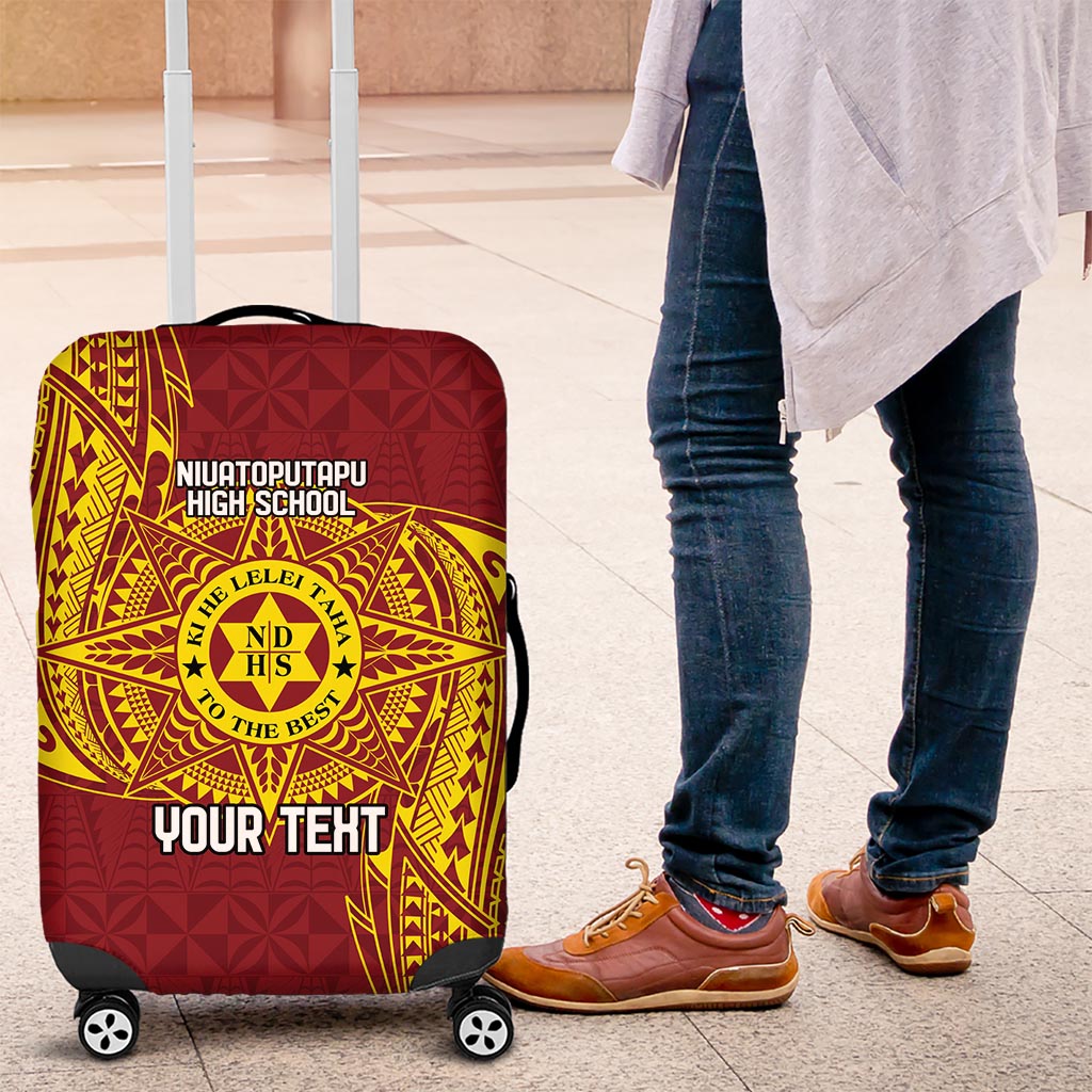 Personalised Tonga Niuatoputapu High School Luggage Cover Special Kupesi Pattern LT9 Gold - Polynesian Pride