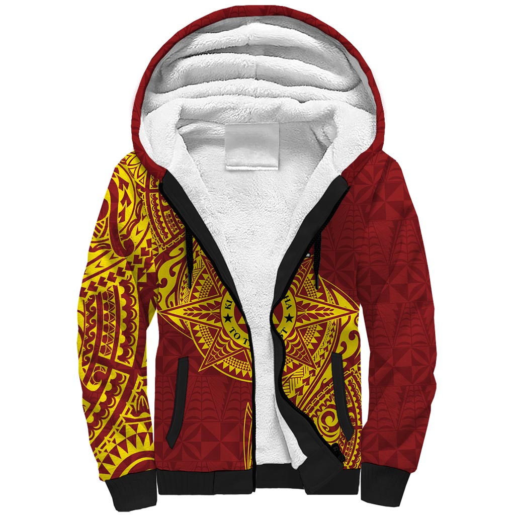 Personalised Tonga Niuatoputapu High School Sherpa Hoodie Special Kupesi Pattern LT9 Unisex Gold - Polynesian Pride