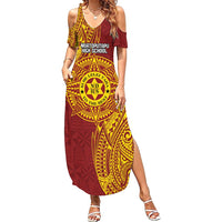 Personalised Tonga Niuatoputapu High School Summer Maxi Dress Special Kupesi Pattern LT9 Women Gold - Polynesian Pride