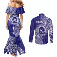 Personalised Tonga Queen Salote College Couples Matching Mermaid Dress and Long Sleeve Button Shirt Kolisi Fefine 1926 Special Kupesi Pattern LT9 - Polynesian Pride