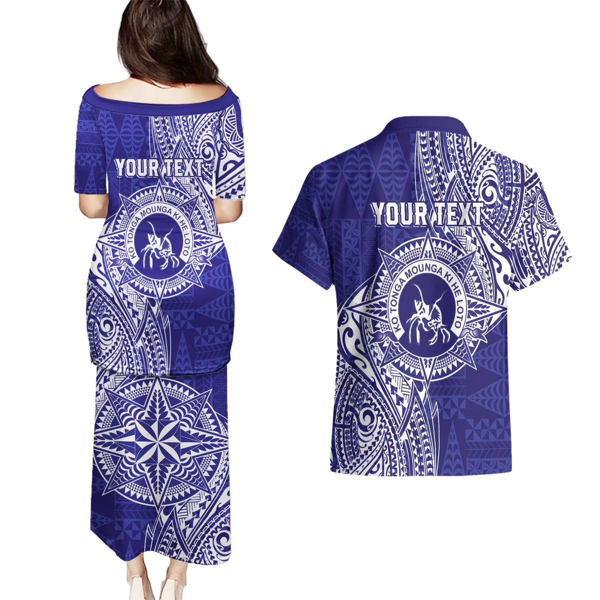 Personalised Tonga Queen Salote College Couples Matching Puletasi and Hawaiian Shirt Kolisi Fefine 1926 Special Kupesi Pattern LT9 - Polynesian Pride