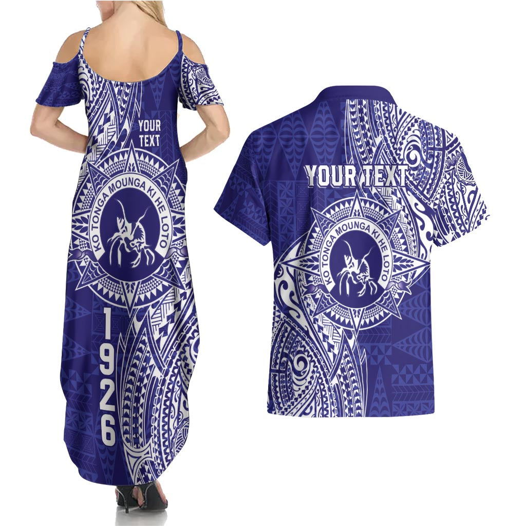 Personalised Tonga Queen Salote College Couples Matching Summer Maxi Dress and Hawaiian Shirt Kolisi Fefine 1926 Special Kupesi Pattern LT9 - Polynesian Pride