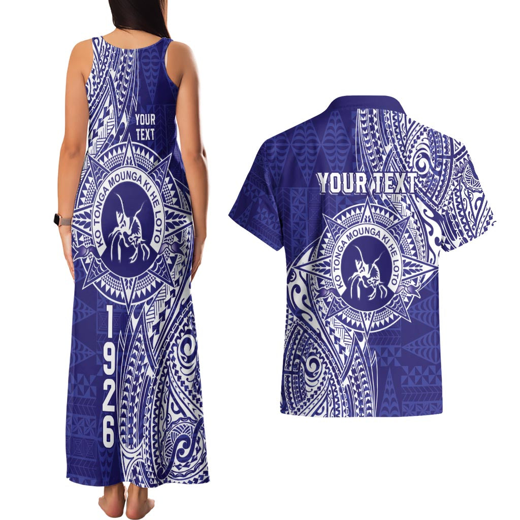 Personalised Tonga Queen Salote College Couples Matching Tank Maxi Dress and Hawaiian Shirt Kolisi Fefine 1926 Special Kupesi Pattern LT9 - Polynesian Pride