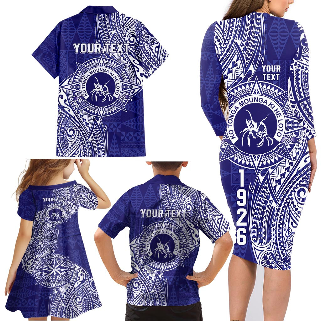 Personalised Tonga Queen Salote College Family Matching Long Sleeve Bodycon Dress and Hawaiian Shirt Kolisi Fefine 1926 Special Kupesi Pattern LT9 - Polynesian Pride