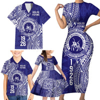 Personalised Tonga Queen Salote College Family Matching Short Sleeve Bodycon Dress and Hawaiian Shirt Kolisi Fefine 1926 Special Kupesi Pattern LT9 - Polynesian Pride