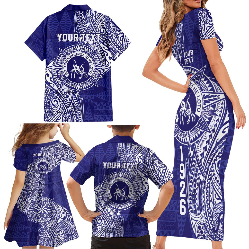 Personalised Tonga Queen Salote College Family Matching Short Sleeve Bodycon Dress and Hawaiian Shirt Kolisi Fefine 1926 Special Kupesi Pattern LT9 - Polynesian Pride