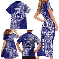 Personalised Tonga Queen Salote College Family Matching Short Sleeve Bodycon Dress and Hawaiian Shirt Kolisi Fefine 1926 Special Kupesi Pattern LT9 - Polynesian Pride